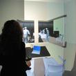 Dr. Eve Edelstein of NSAD, in a full-scale 3D hospital mockup in the virtual reality StarCAVE at Calit2/UCSD, assesses clinical avatars evidence-based design to minimize medical errors. Photo credit: Erick Jepsen, Calit2/UCSD. 