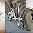 From L to R: Recent work by students from Pratt's highly ranked design and architecture programs. "Ethics + Aesthetics = Sustainable Fashion" exhibition design by graduate interior design students, bike design by industrial design graduate Nick Foley (B.I.D. '10), and Hunter Douglas sponsored studio prototypes by undergraduate architecture and interior design students.