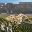 Visitors inhabit the exterior of the pavilion as it emerges from the land, while the interior serves as a gateway portal between the Minneapolis Convention Center and the city.