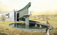 Entrance and revealing of architecture, Kindergarten in Alexandria,Pool View