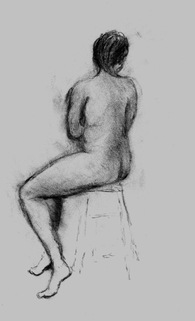 Drawing - woman seated 