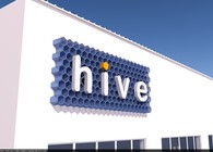 Signage design for Hive, an exhibits design and build firm.