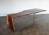 Indonesian Ingas Waterfall Table, Bronze Trestle Base