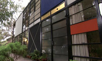 Check out the swag curtains … the Eames House, Pacific Palisades, Los Angeles.