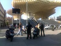 Here is a photo at the newly inaugurated Parasol by J Mayer H in Seville.
