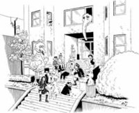 Eric Fredericksen hangs on his stoop, drinking beer with Oscar, Elmo, Bert, and Ernie. 