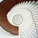 The suspended spiral stair as seen from below. The steps are made of solid bamboo material, and the entire structure is suspended from the ceiling with stainless steel rods. (Photo: Jussi Tiainen)