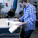 4. Alexander Morley using the wirecutter to cut sections into the 25mm foam