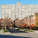 Old Town Village West townhomes, a new mixed-income development, ca. 2009; looming in the background is the William Green Homes high-rise, part of Cabrini-Green, demolished 2011. [Photo: Lawrence J. Vale]