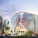 Street level view of Xiqu Centre in relations to piazza (Image: West Kowloon Cultural District Authority)