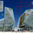 Holcim Bronze Award: Ecologically-designed retail and commercial building, Putrajaya, Malaysia by Kenneth Yeang, T. R. Hamzah & Yeang International Sdn. Bhd., Malaysia in collaboration with Tengku Robert Hamzah, T. R. Hamzah & Yeang International Sdn. Bhd., Malaysia: View of project from Dataran Wawasan.