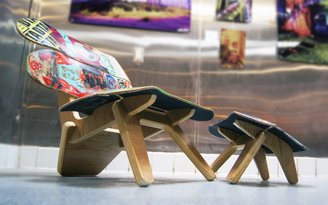 Venice Lounger (recycled skateboard + Oak Plywood)