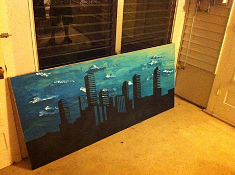 Almost finished Denver Skyline painting