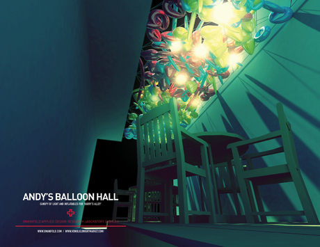 Canopy of light and inflatable for the upcoming 'Honolulu Night Market' event.