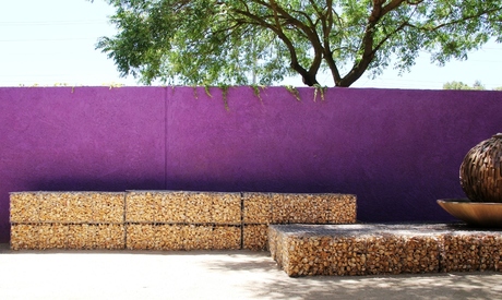 Gabion Garden, nearly complete, Modesto, California
