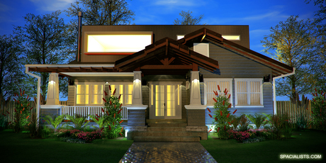 Craft modern design Home, night view www.spacialists.com