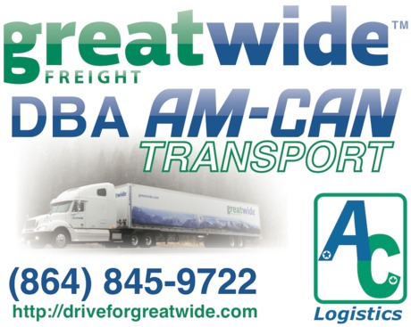 Advertising sign for Anderson, SC logistics company Greatwide Freight