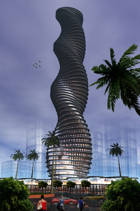 curved tower model