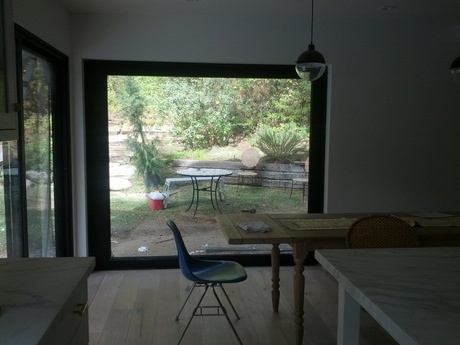 Custom designed sliding glass exterior barn doors, designed by us!