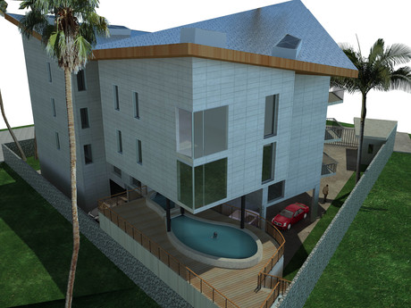 three storeys appartments building study, libreville, la sablière