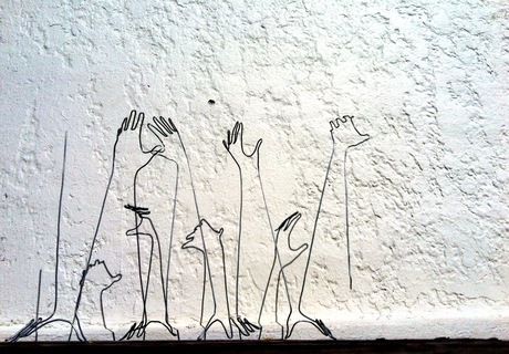 This work explores a refreshing perspective on the use of space and lines within sculpture. With a tendency to explore and reveal the artist’s imagination and perception of human figures, a subtle world of senses and emotions is expressed by freely shaped curves “in the air”. Wire sculptures, just like drawings on single unbroken lines. The electrosoldered metal-meshed sculptures: cut, molded, and cut again, suggesting the human body in action. Those are basic wrought ironwork materials...