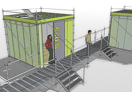 Array of shelters.