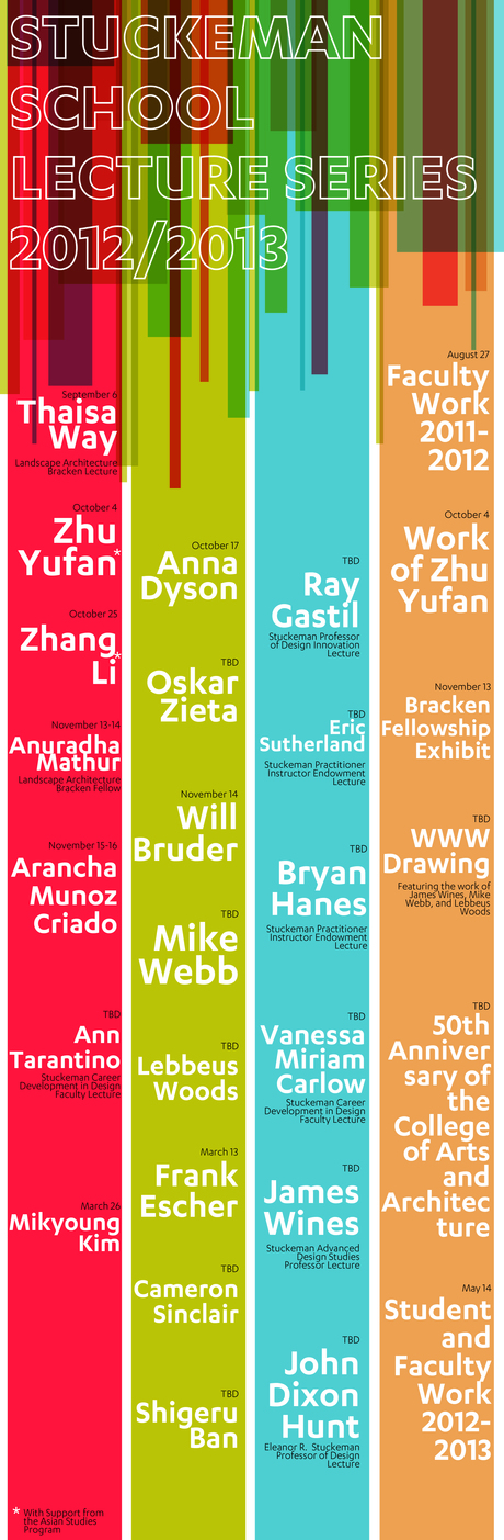 A lecture poster I put together for the Stuckeman School at Penn State. There are going to be some great lectures there this year. 