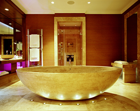Designing a house for a gorgeous bath tube will come from Mediterranean tile and stone in Charlotte, NC