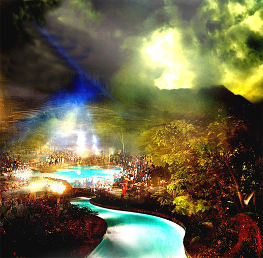 Yongsan Park, colorful LED pool © West 8 urban design & landscape architecture