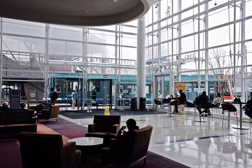 A streetcar passes outside OHSU on the south waterfront. (Photo: Thomas Boyd/The Oregonian)
