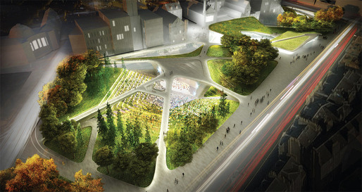 Aerial view of the winning proposal by Diller Scofidio + Renfro in collaboration with Keppie Design and OLIN (Image: Courtesy of Malcolm Reading Consultants)