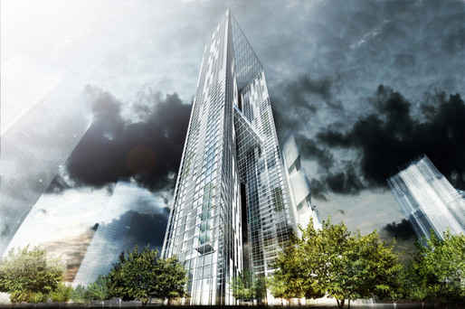 Visualization of the Murphy/Jahn-designed Pentominium development for the new Yongsan Business District in Seoul, South Korea (Image: Murphy/Jahn Architects)