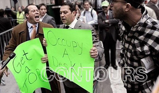 Brothers Derek, left, and John Tabacco argue with a protestor. (Photograph by Justin Lane/EPA)