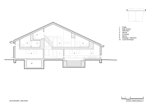 SECTION: Interlocking of the sleeping alcoves. Lateral floorboard in KERTO-S wood structure.