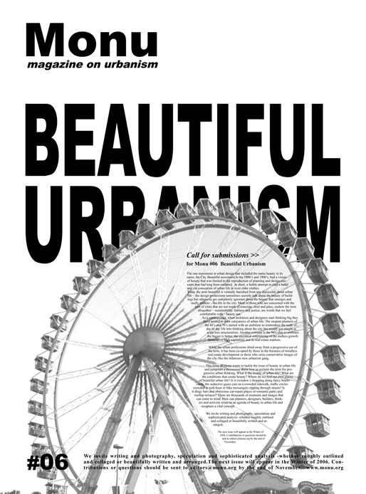 call for submissions for Beautiful Urbanism in 2006. Poster © MONU