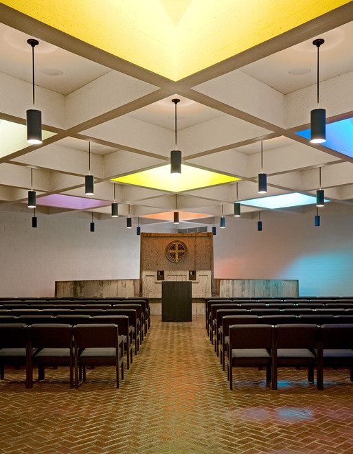 Blessed Sacrament Chapel and Abbey Church Pavilion--Modifications to Marcel Breuer's 1961 St.John's Abbey Church Project; Collegeville, MN (Photo: Paul Crosby Studio)