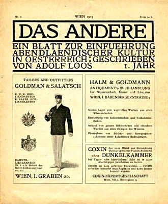 Figure 11 - Adolf Loos, advertisement for Goldmann and Salatsch in Das Andere