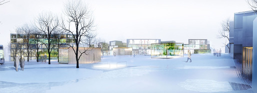 Winter view of the winning EUROPAN 11 Vienna proposal for Dreiecksplatz