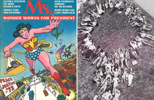 Left: Ms. Magazine, inaugural issue, summer 1972. Right: Faculty and students of the Women's School of Architecture and Planning Summer Program, 1975. [Images courtesy of Gabrielle Esperdy]