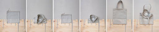 Fall 2012 Accessories - canvas bags dipped in latex house paint – clutch, pouch, tote shown in fog gray