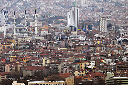 Ankara: traditional roof construction, concrete towers