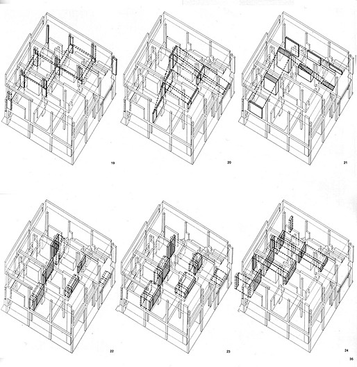 Peter Eisenman, House II, axonometric diagrams