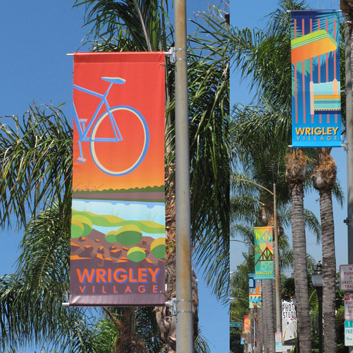 Wrigley Village Street Banners. (Long Beach, CA, 2011) Public art commission involving community participation.