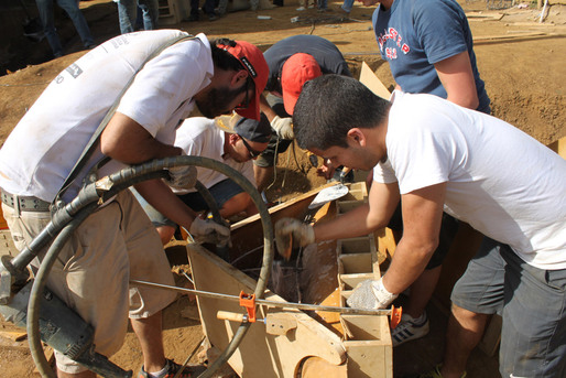 Pouring mixture into “slide” mold