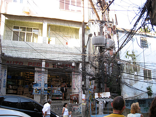 Existing conditions of infrastructure and electricity pirating, Rocinha Favela, Rio de Janeiro (Brazil)
