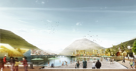 Rendering of the competition-winning design for Klaksvík City Center by Henning Larsen Architects (Image: Henning Larsen Architects)