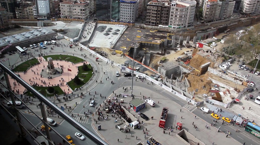 Taksim Square in construction, victim of the government’s pedestrianization scheme that will render it impotent as a space for political demonstration. Roads leading to the square will become tunnel entrances, making marches impossible and defense by the police easy, as we witnessed in this wave of protests. Photo: Christian Pichlkastner