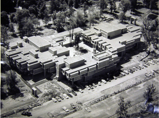 Construction photo of the Orange County Government Center from the Archives of the Paul Rudolph Foundation