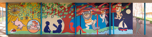 Storybook Mural. (Kester Elementary School, Van Nuys, CA, 2009) Topic chosen by principal as I had proposed something on the local flora/fauna.