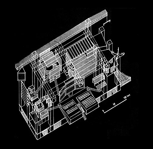 Fun Palace Axonometric, by Cedric Price and Joan Littlewood